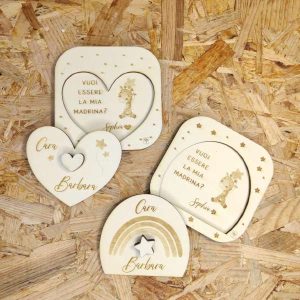 Regali per Madrina Vuoi essere la mia madrina Biglietto con Busta e Bracciale a Cuore Regolabile per Madrina Cartolina per Proposta di Madrina per Ragazzi Baby Shower Compleanno