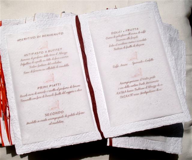 stampa menu matrimonio