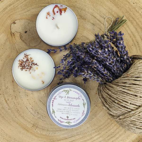Candelina artigianale profumata  b Abbraccio Naturale 08  b  Linea LAVANDA LOVERS