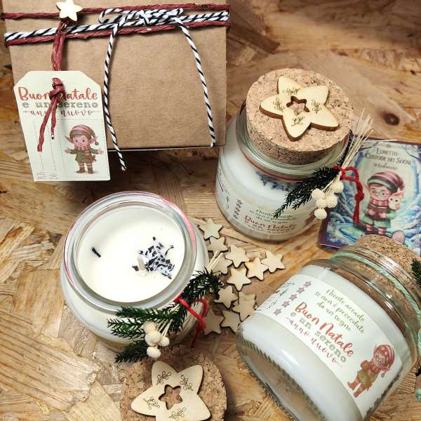 Box con Robetta bella  b Candela abbraccio addolcente  b  al cioccolato e il dolce Lunetto 04